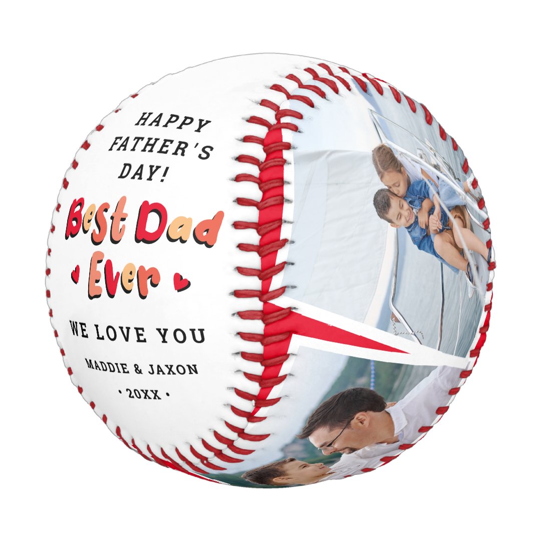 Trendy 4 Photo Best Dad Ever Keepsake Fathers Day Baseball